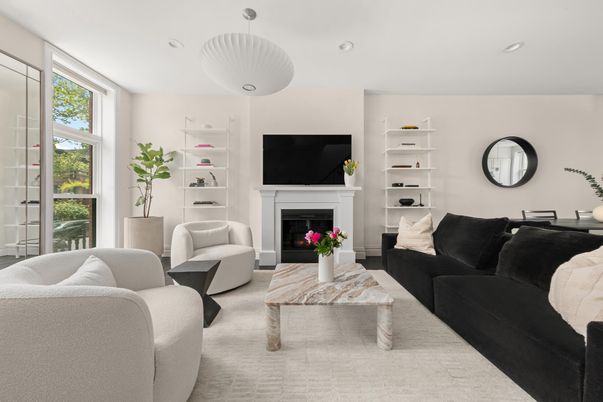 Fireplace, Interior, Living room, Pendant Lights, Recessed Lighting