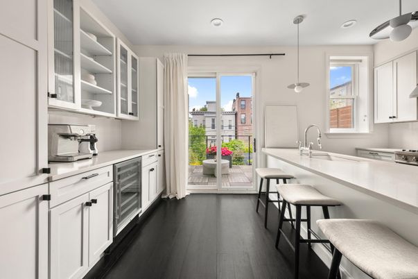 Interior, Kitchen, Pendant Lights, Recessed Lighting, Wood Texture Flooring