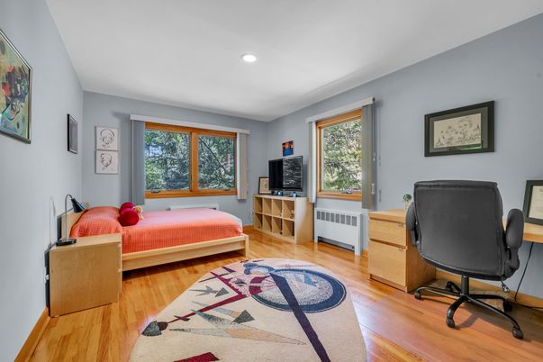 Bedroom, Home Office, Interior, Recessed Lighting, Wood Texture Flooring