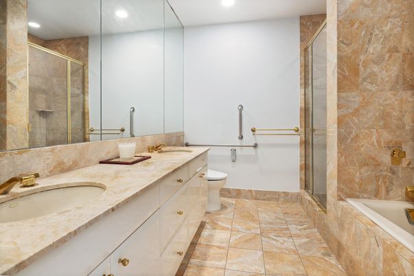 Bathroom, Dual Sink Vanities, Glass Shower, Interior, Recessed Lighting