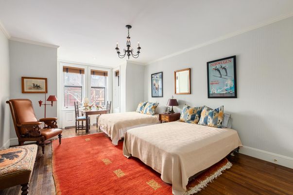 Bedroom, Chandelier, Interior, Wood Texture Flooring