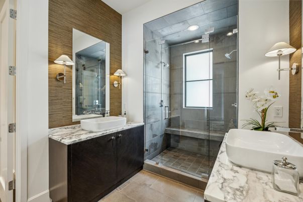 Bathroom, Dual Sink Vanities, Glass Shower, Interior