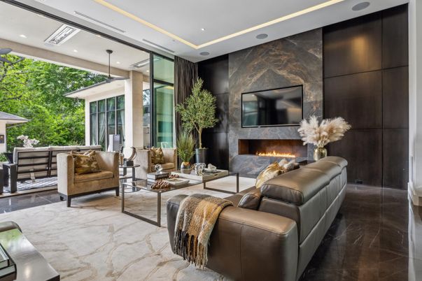 Fireplace, Interior, Living room, Recessed Lighting
