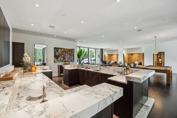 Interior, Kitchen, Pendant Lights, Recessed Lighting, Wood Texture Flooring