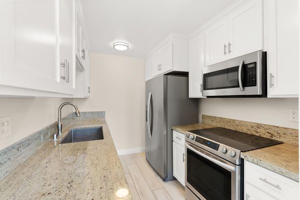 Interior, Kitchen, Stainless Steel Appliances, Wood Texture Flooring