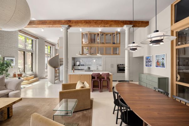 Dining room, Interior, Kitchen, Living room, Pendant Lights, Stainless Steel Appliances