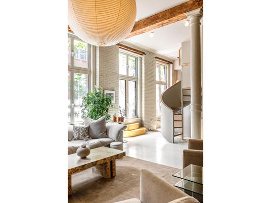Interior, Living room, Recessed Lighting, Wooden Beams