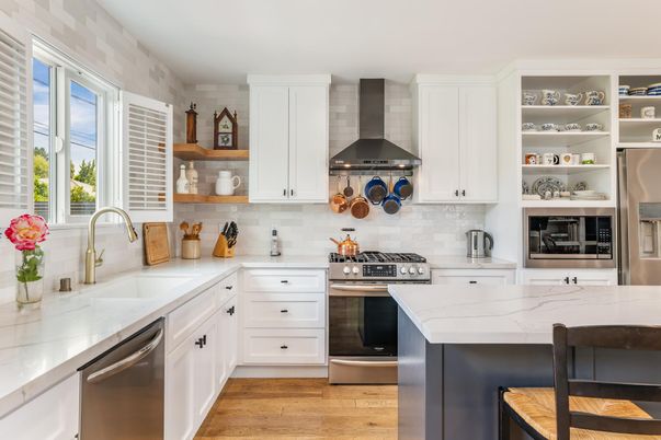 Interior, Kitchen, Stainless Steel Appliances, Wood Texture Flooring