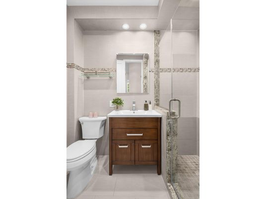 Bathroom, Glass Shower, Interior, Recessed Lighting