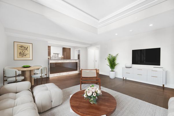 Interior, Kitchen, Living room, Recessed Lighting, Wood Texture Flooring