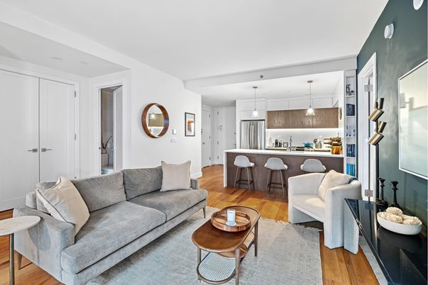 Interior, Kitchen, Living room, Pendant Lights, Wood Texture Flooring