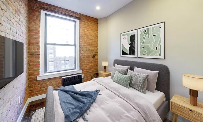 Bedroom, Interior, Recessed Lighting, Stone Walls