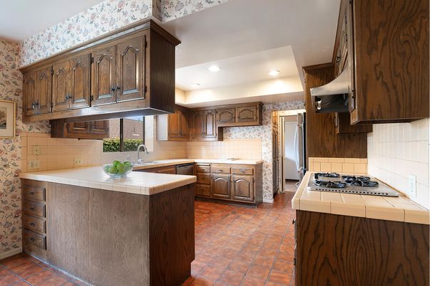 Interior, Kitchen, Recessed Lighting, Tile Countertops