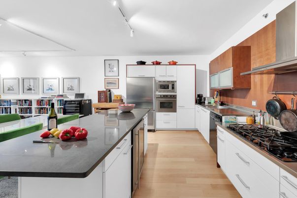 Interior, Kitchen, Stainless Steel Appliances, Wood Texture Flooring