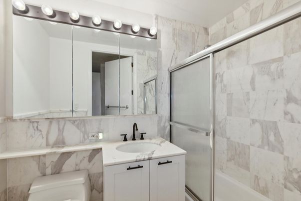 Bathroom, Glass Shower, Interior, Marble Walls