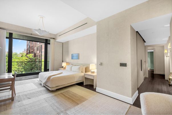 Bedroom, Interior, Pendant Lights, Wood Texture Flooring