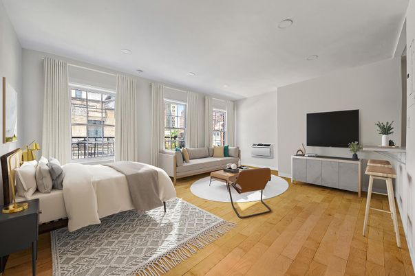 Bedroom, Interior, Living room, Recessed Lighting, Wood Texture Flooring