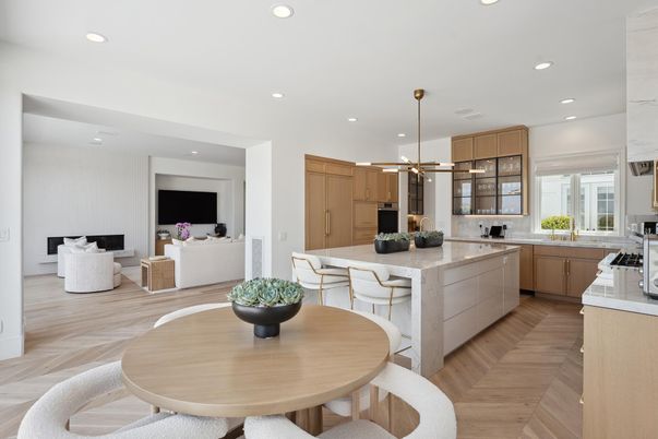 Dining room, Interior, Kitchen, Living room, Pendant Lights, Recessed Lighting, Wood Texture Flooring