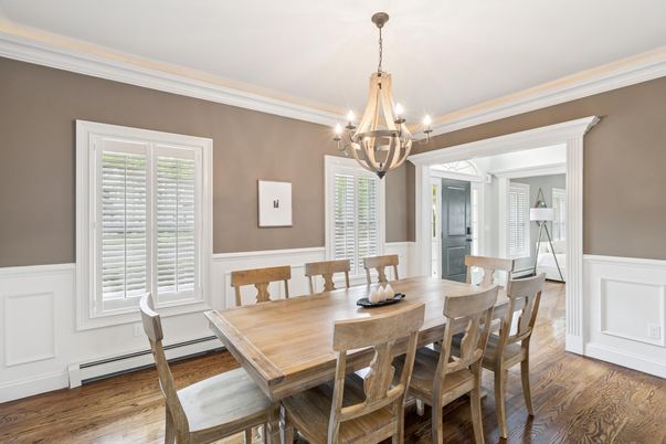 Chandelier, Dining room, Interior, Wood Texture Flooring