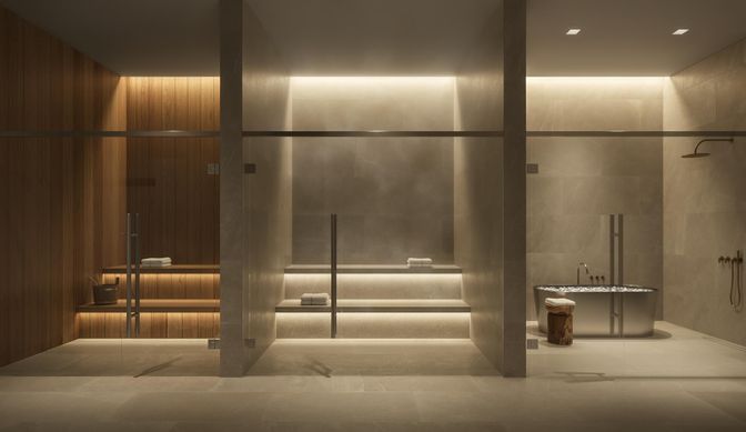 Bathroom, Interior, Recessed Lighting