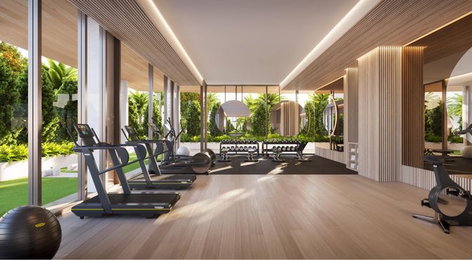 Fitness Equipment, Interior, Wood Texture Flooring