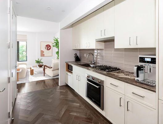 Interior, Kitchen, Living room, Recessed Lighting, Stainless Steel Appliances, Wood Texture Flooring