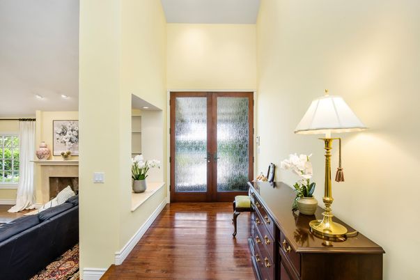 Fireplace, Interior, Recessed Lighting, Wood Texture Flooring