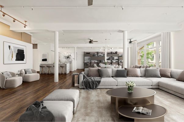 Interior, Kitchen, Living room, Pendant Lights, Wood Texture Flooring