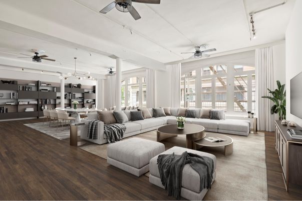 Dining room, Interior, Living room, Pendant Lights, Wood Texture Flooring