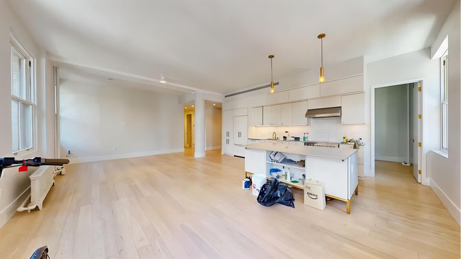 Interior, Kitchen, Pendant Lights, Recessed Lighting, Wood Texture Flooring