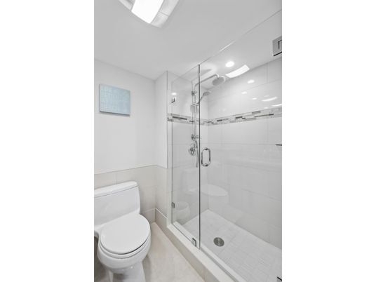 Bathroom, Glass Shower, Interior, Recessed Lighting