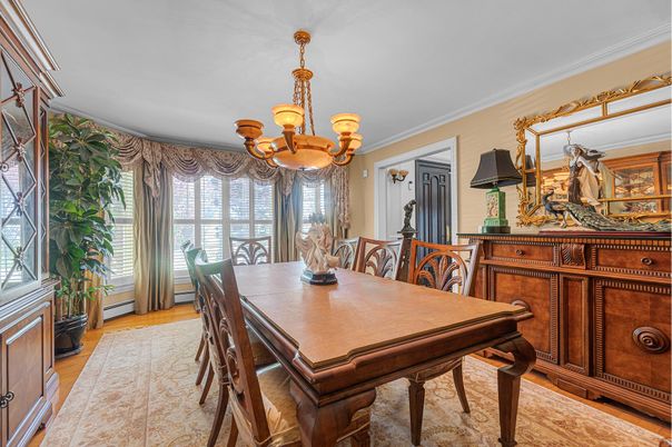 Chandelier, Dining room, Interior, Wood Texture Flooring
