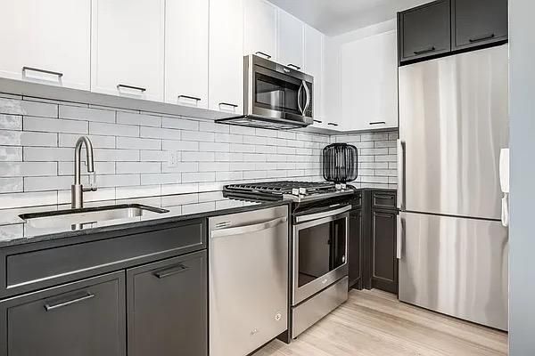 Interior, Kitchen, Stainless Steel Appliances, Wood Texture Flooring