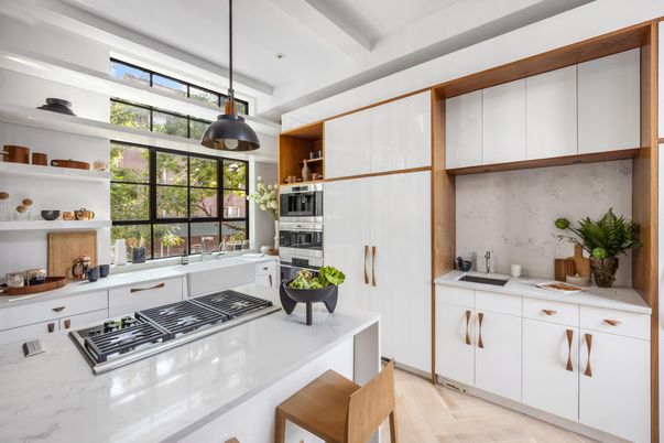 Interior, Kitchen, Pendant Lights, Stainless Steel Appliances, Wood Texture Flooring