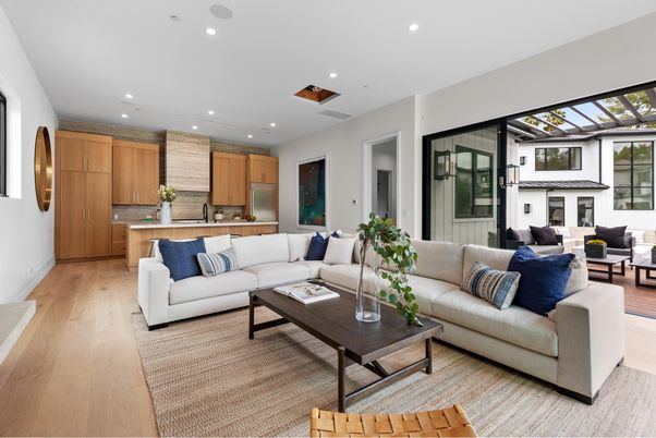 Interior, Kitchen, Living room, Recessed Lighting, Wood Texture Flooring