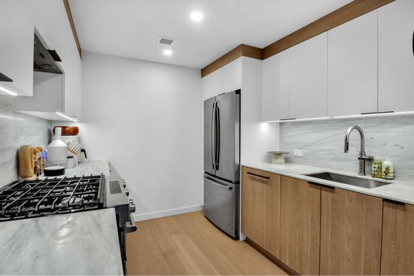 Interior, Kitchen, Recessed Lighting, Wood Texture Flooring