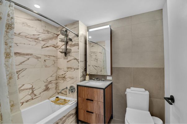 Bathroom, Interior, Marble Walls, Recessed Lighting