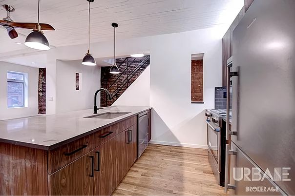 Interior, Kitchen, Pendant Lights, Wood Texture Flooring