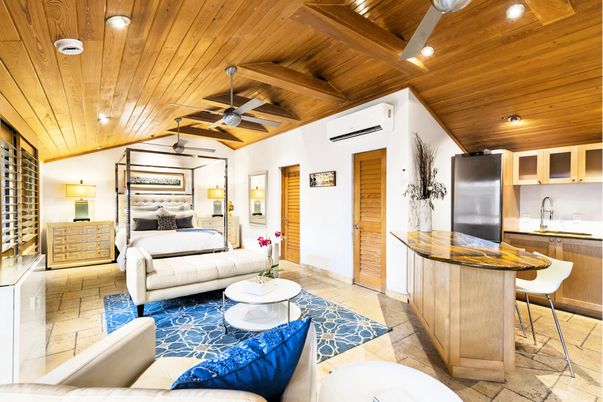 Bedroom, Interior, Kitchen, Living room, Recessed Lighting, Wooden Beams, Wooden Ceilings