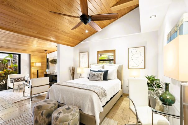 Bedroom, Interior, Recessed Lighting, Wooden Beams, Wooden Ceilings