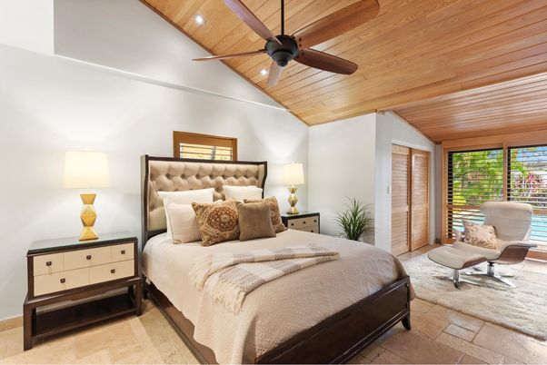 Bedroom, Interior, Recessed Lighting, Wooden Ceilings