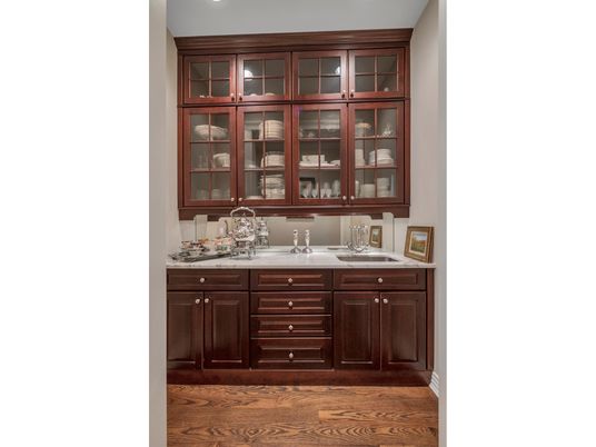 Bathroom, Dual Sink Vanities, Interior, Recessed Lighting, Wood Texture Flooring