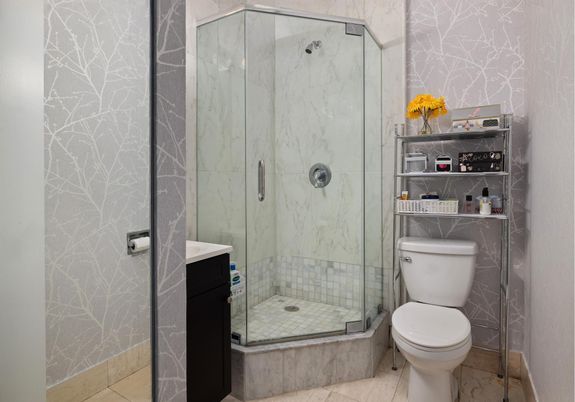 Bathroom, Glass Shower, Interior, Marble Walls