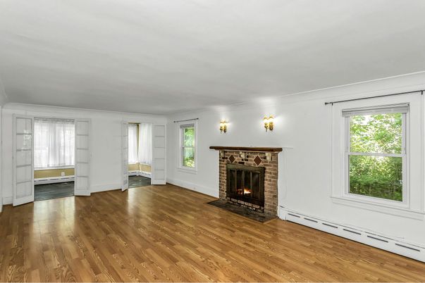 Empty room, Fireplace, Interior, Wood Texture Flooring