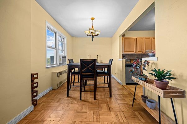 Chandelier, Dining room, Interior, Wood Texture Flooring