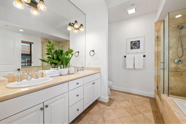 Bathroom, Dual Sink Vanities, Glass Shower, Interior, Recessed Lighting