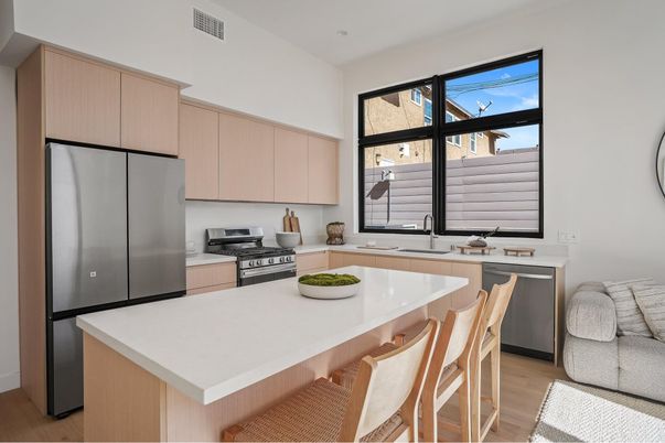 Interior, Kitchen, Stainless Steel Appliances, Wood Texture Flooring