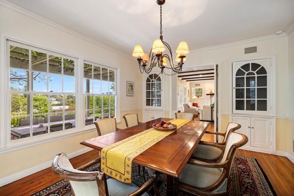Chandelier, Dining room, Interior, Wood Texture Flooring