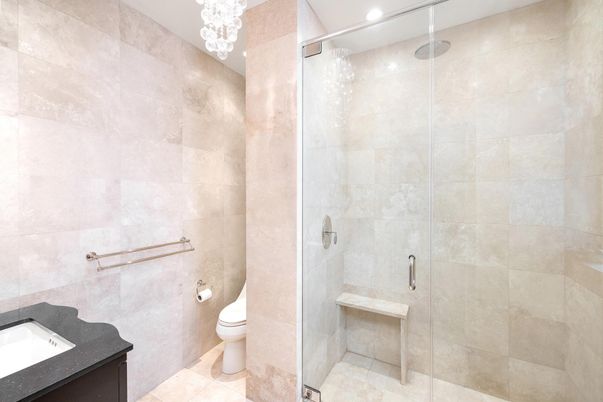 Bathroom, Glass Shower, Interior, Recessed Lighting