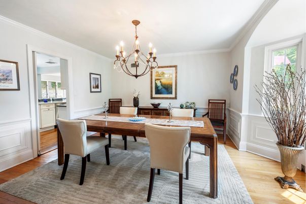 Chandelier, Dining room, Interior, Wood Texture Flooring